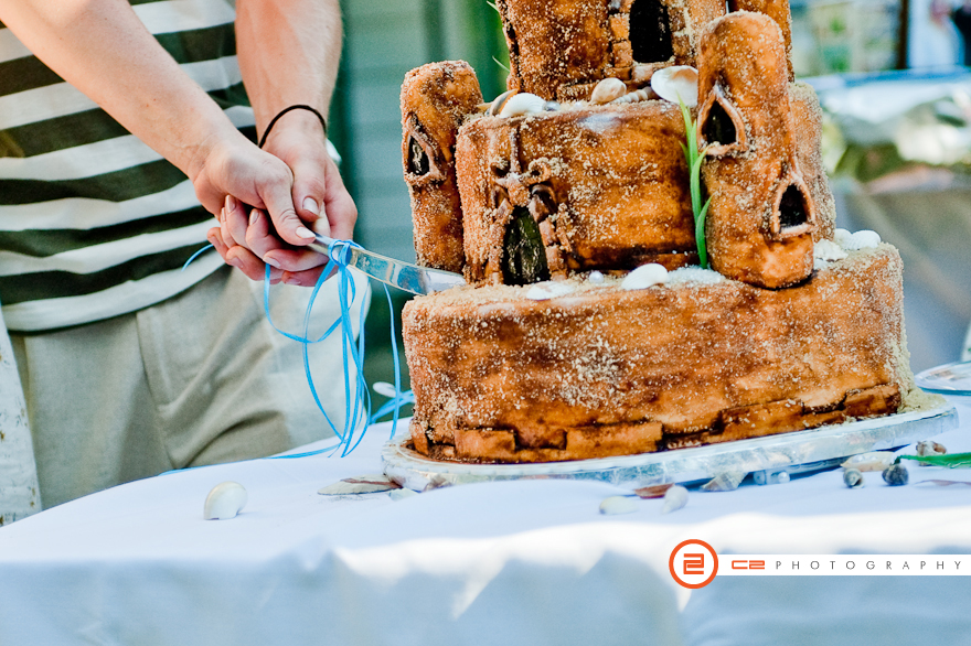 Jewell and Zachary cutting the cake
