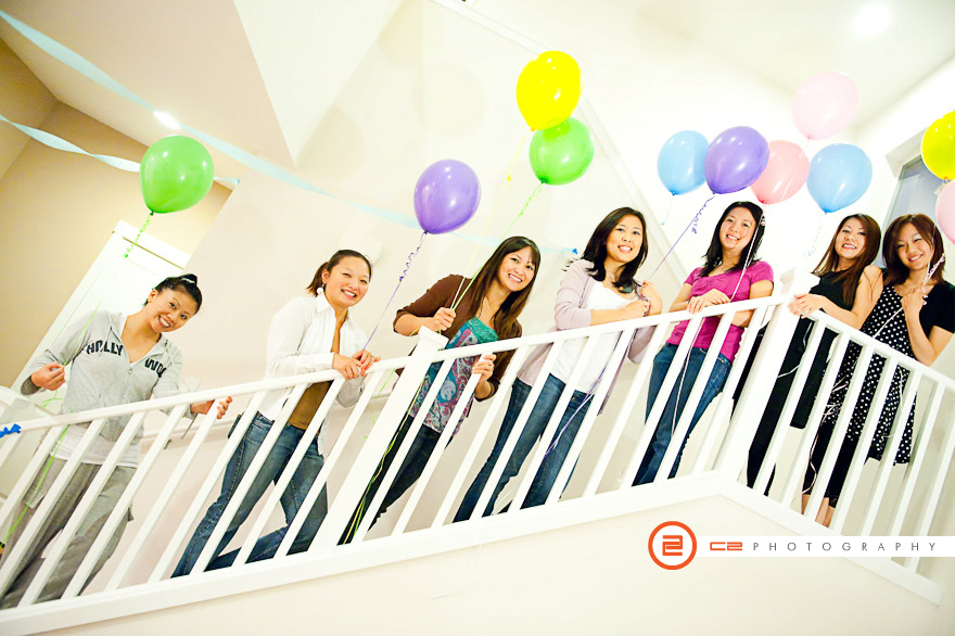 Girls with Balloons on the Stairs
